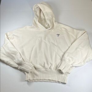 Aerie Cream Hooded Sweatshirt with Embroidered Bow Sz S